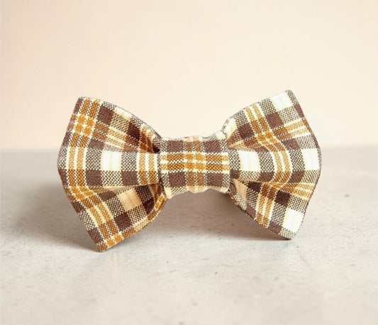 Autumn Brown Plaid Bow Tie