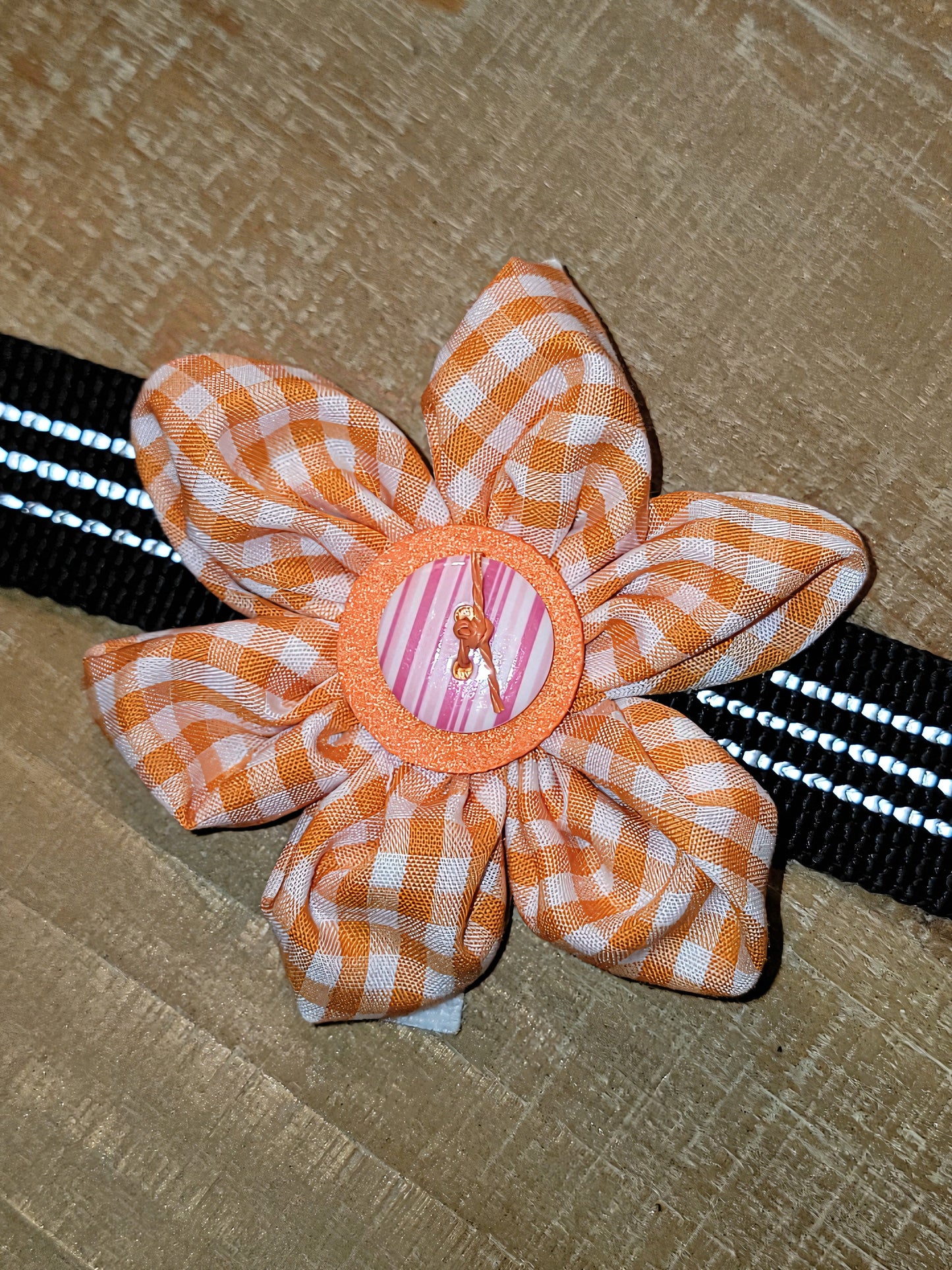 Orange Gingham Collar Flower