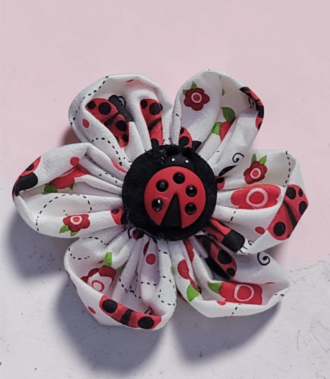 Ladybug Print Pet Collar Flower