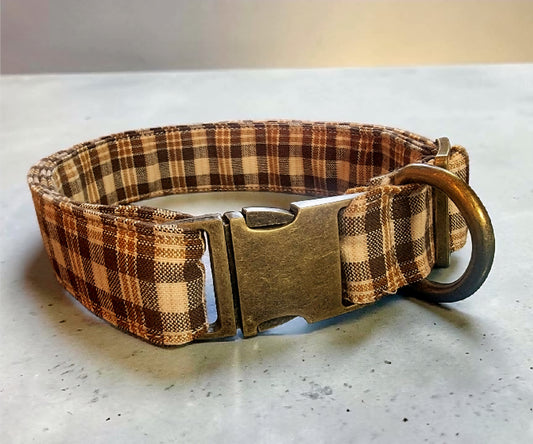 Autumn Brown Plaid Pet Collar