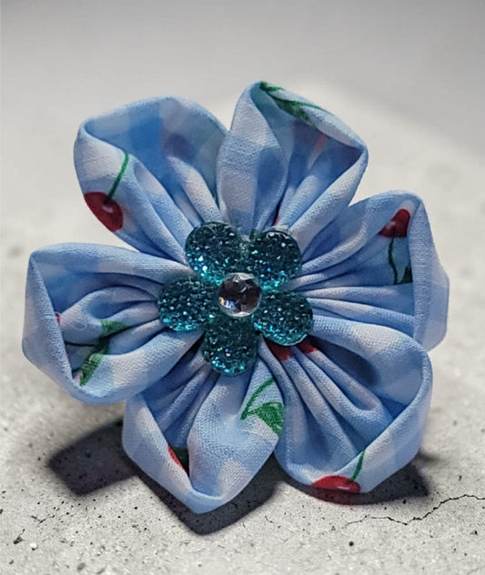 Sweet Gingham with Cherries Collar Flower
