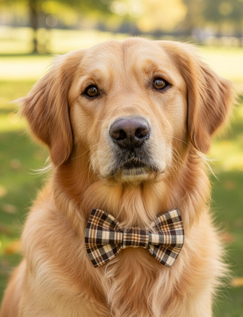 Autumn Brown Plaid Bow Tie